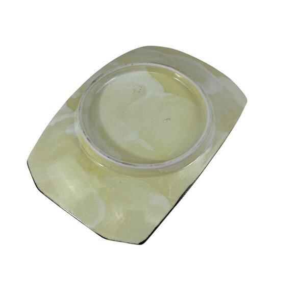 Handcrafted Floral Ceramic Serving Platter Yellow White Daisy Design Home Décor - Picture 4 of 7